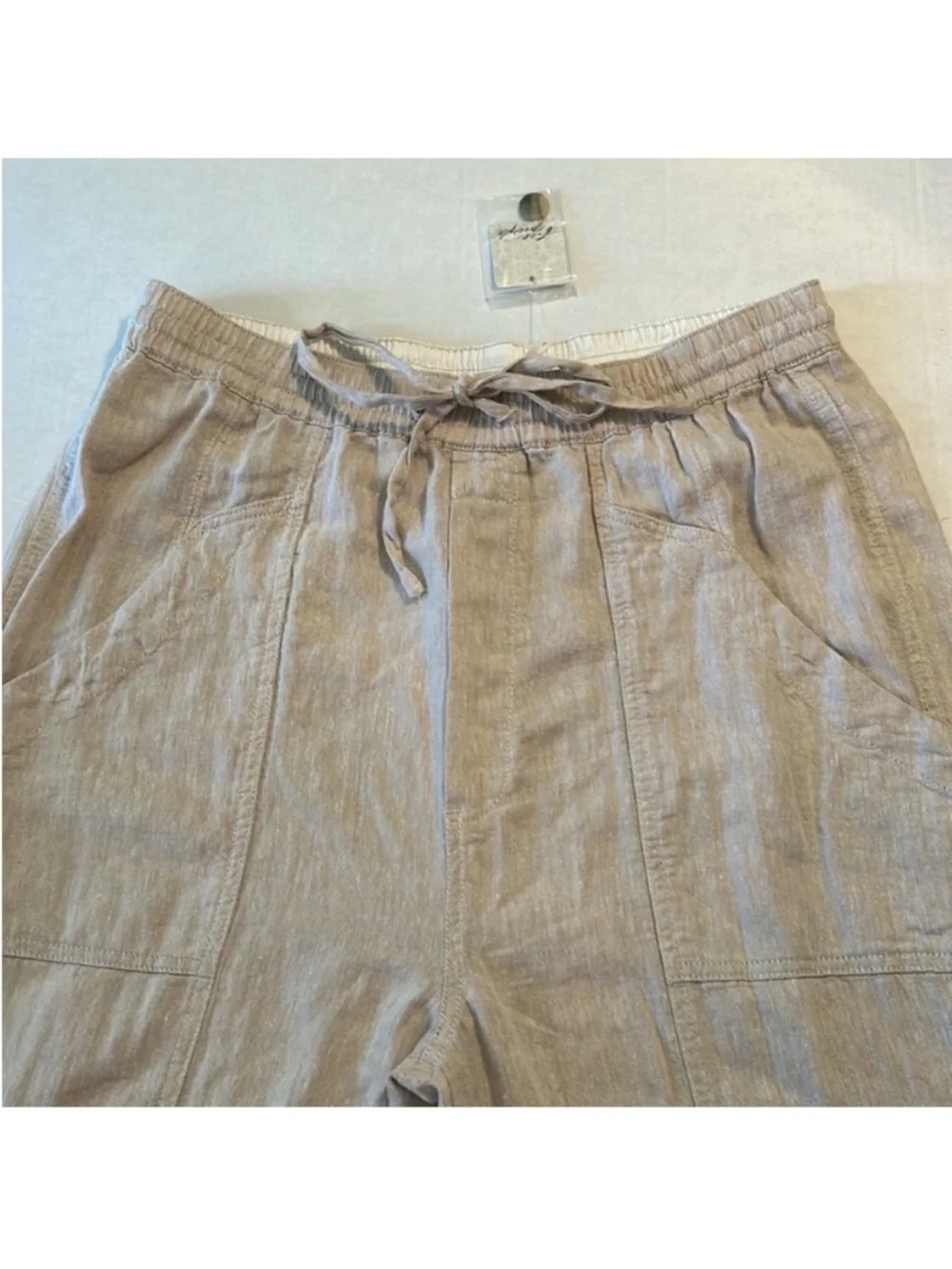 Free People Small Pants Feelin' Good Linen Blend Utility Pockets in Natural NWT